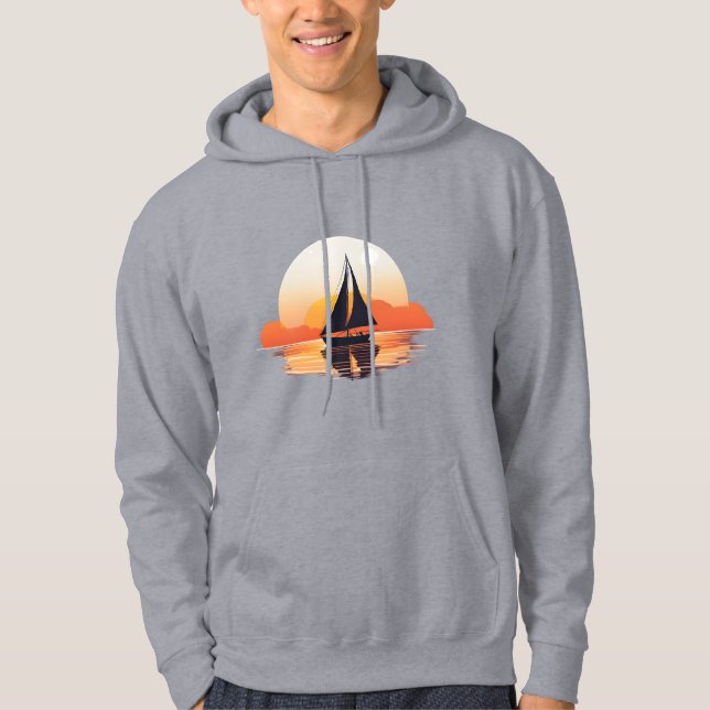 Moletom Camisa-T do Homem-Barco à vela (Frente)