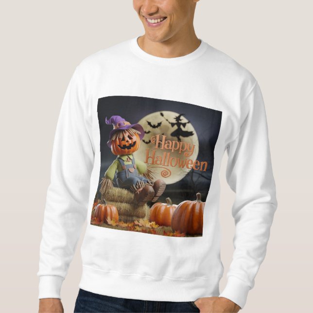 Moletom Camiseta-de-folhas compridas do Halloween (Frente)