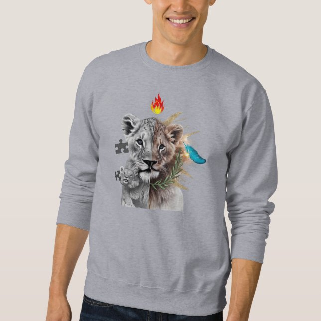 Moletom Camisola Básica de Algodão Dualidade do Filhote de (Frente)
