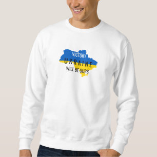 Moletom Camisola branca com sobreposição das cores da Ucrâ