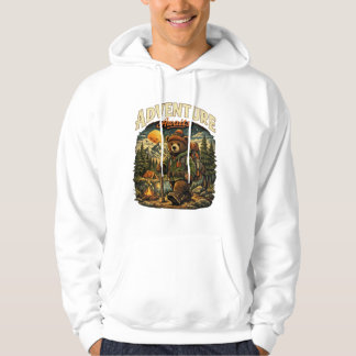Moletom Camisola Branca de Caminhada Urso Vintage Aventura