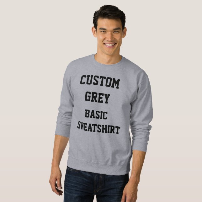 Moletom Camisola cinza básica personalizada para homens (Frente Completa)