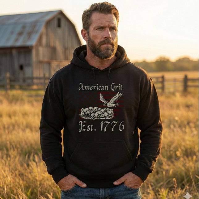 Moletom Camisola com Capuz American Grit Est 1776 Caveiras (Criador carregado)