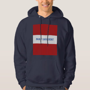 Moletom Camisola com Capuz Azul Logo Caixa Branca Feita Di