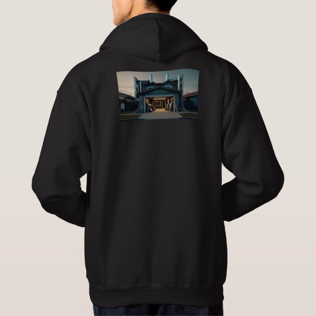 Moletom Camisola com capuz preta para homens Garage Tech U (Verso)