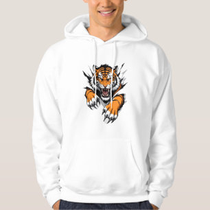 Moletom Camisola com Gráfico de Tigre Irritado Rasgado e L