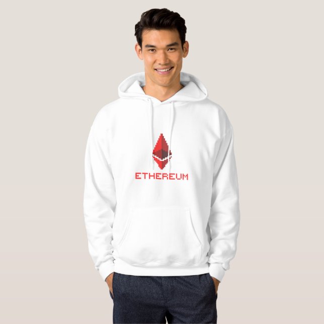 Moletom Camisola com Logo Vermelho Ethereum ETH 8-Bit (Frente Completa)