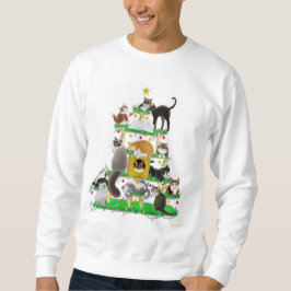 Moletom Camisola da árvore do gato do Natal