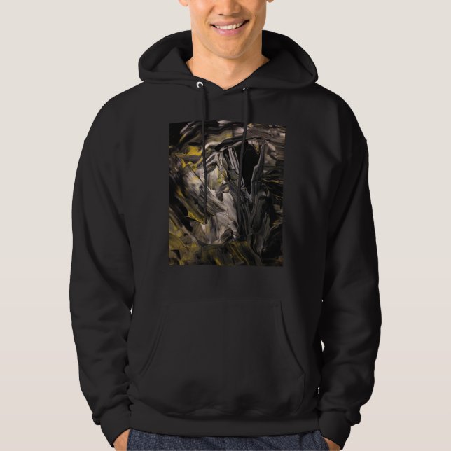 Moletom Camisola de capuz preto, abstrato, design (Frente)