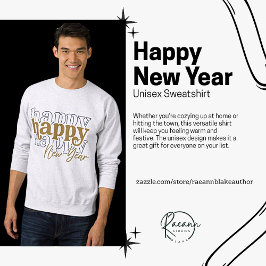 Moletom Camisola de Feliz Ano Novo Dourada Empilhada Unise