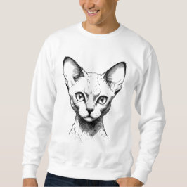 Moletom Camisola de homem com esboço de gato Devon Rex