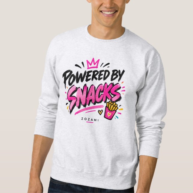 Moletom Camisola de homem 'Powered by Snacks'  (Frente)