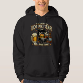 Moletom Camisola de Manga Comprida Eu Bebo Cerveja e Grelh