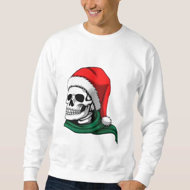 Moletom Camisola de Natal engraçada com caveira para homen (Frente)