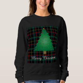Moletom Camisola de Natal Feia de Xadrez com Árvore de Nat