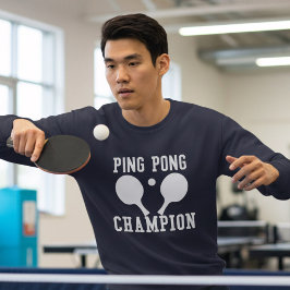 Moletom Camisola de Ping Pong Campeão de Tênis de Mesa