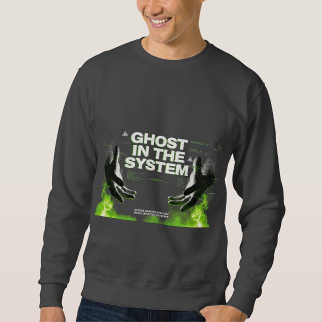 Moletom Camisola de suor ciberpunk hacker com falha escura (Frente)