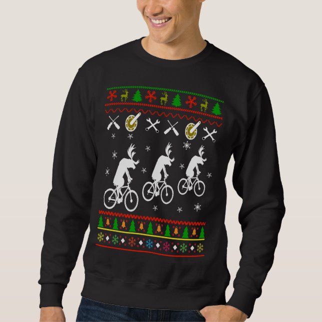 Moletom Camisola feia de ciclagem do Natal (Frente)
