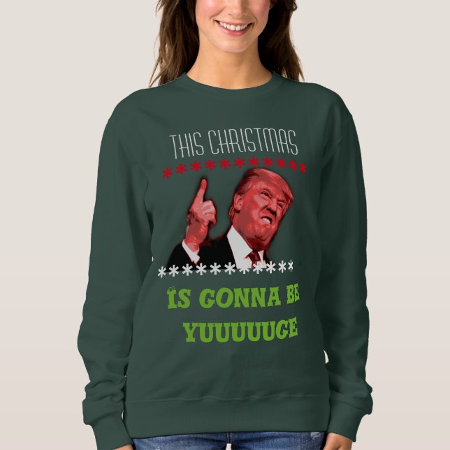 Moletom Camisola feia do Natal de Donald Trump para as (Frente)