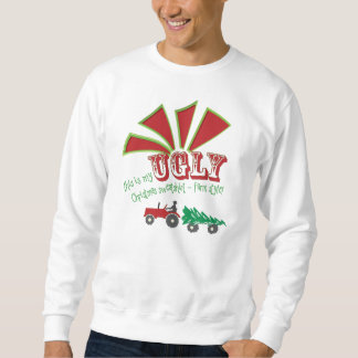 Moletom Camisola feia do Natal do trator vermelho ou verde