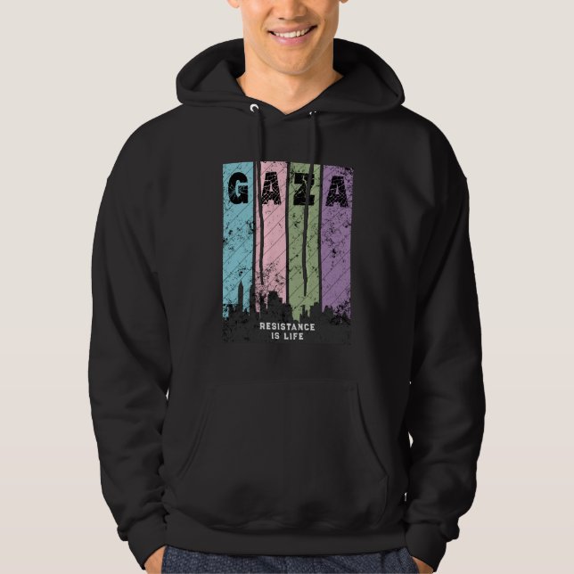Moletom Camisola GAZA Vintage Distressed | Solidariedade (Frente)