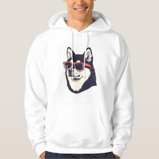 Moletom Camisola masculina de cão Husky fixe com óculos de