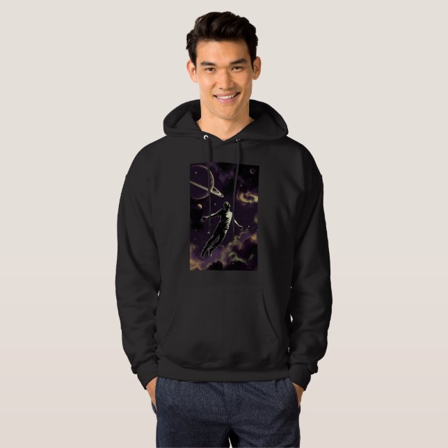 Moletom Camisola preta com capuz para Flying For Photons (Frente Completa)