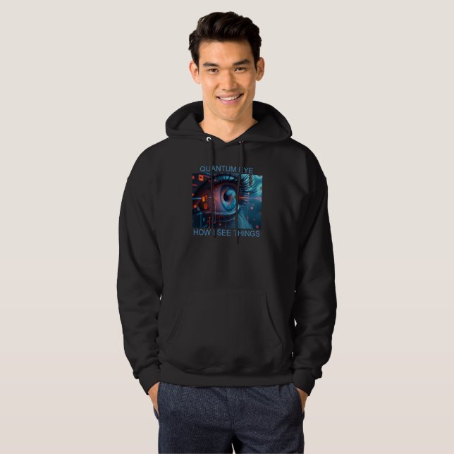 Moletom Camisola preta com capuz Quantum Eye Things men (Frente Completa)
