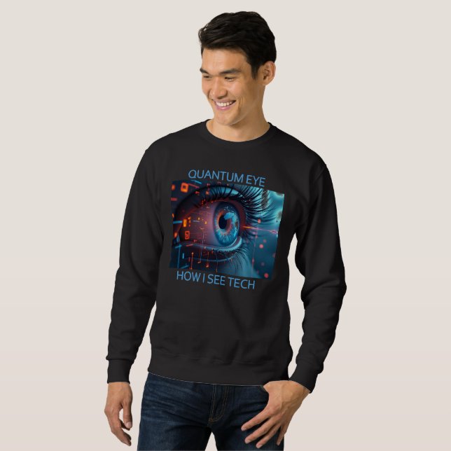 Moletom camisola preta de tecnologia Quantum Eye para home (Frente Completa)