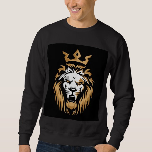 Moletom Camisola Preta Leão Coroa Real (Frente)
