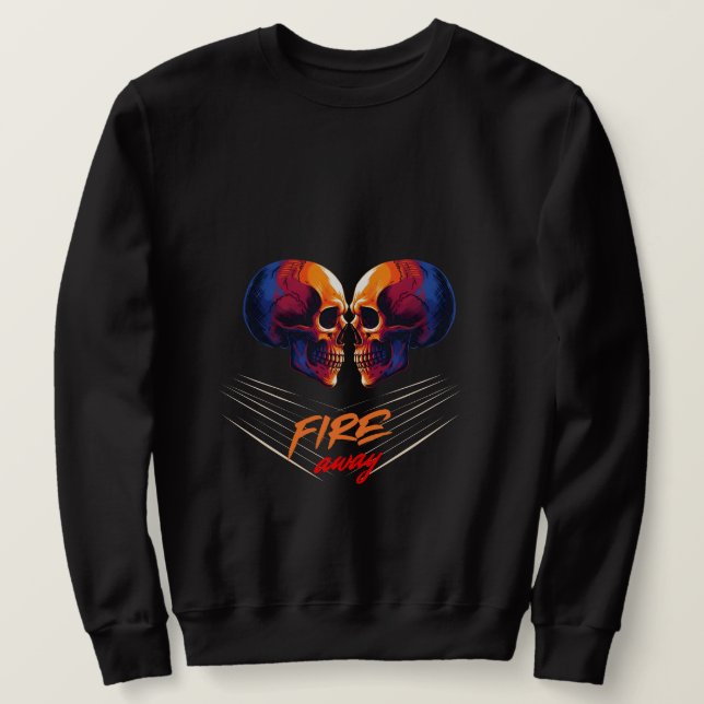 Moletom Camisola vibrante com caveiras gêmeas gráficas arr (Frente do Design)