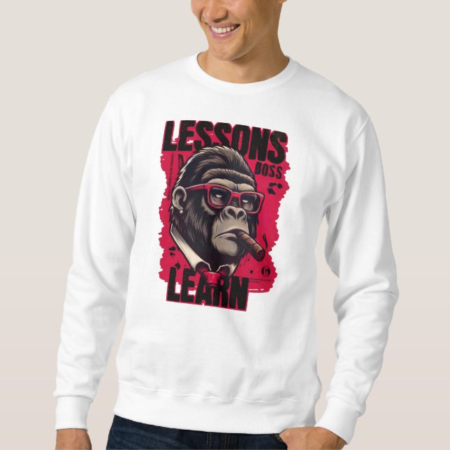 Moletom Camisolas de suor Men's Gorilla Boss Lessons Learn (Frente)