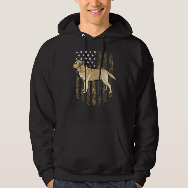 Moletom Camo American Flag Yellow Labrador Retriever 4th O (Frente)