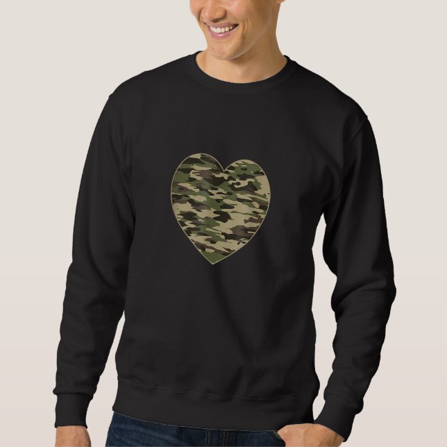 Moletom Camo Heart Valentines Day Camoflauge Military Tact (Frente)