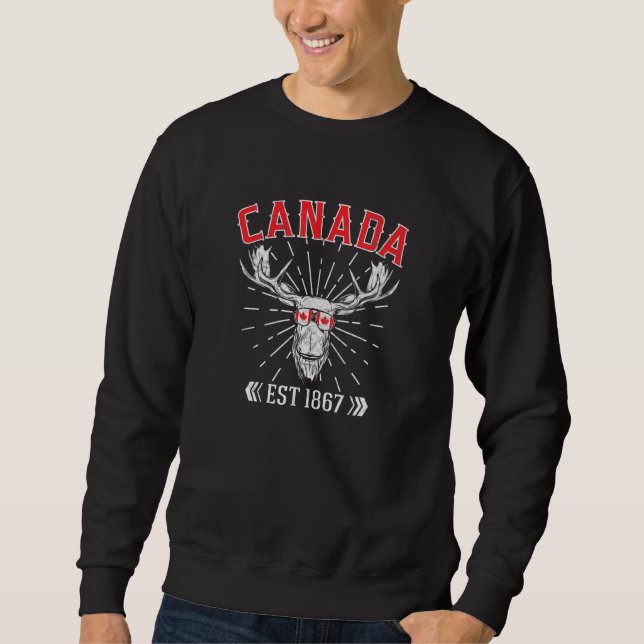 Moletom Canadá Flag Maple Leaf Est 1867 Sunglass Canadá (Frente)