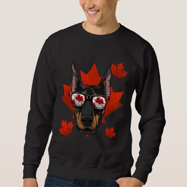 Moletom Canadense Doberman Dog Maple Leaf Patriotic Canada (Frente)