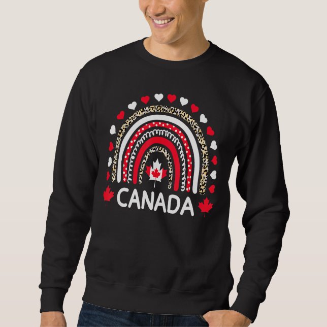 Moletom canadense Flag Maple Leaf Rainbow Leopard Canada D (Frente)