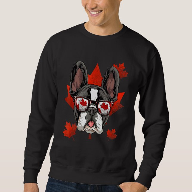 Moletom Canadiano francês Bulldog Maple Leaf Patriotic C (Frente)