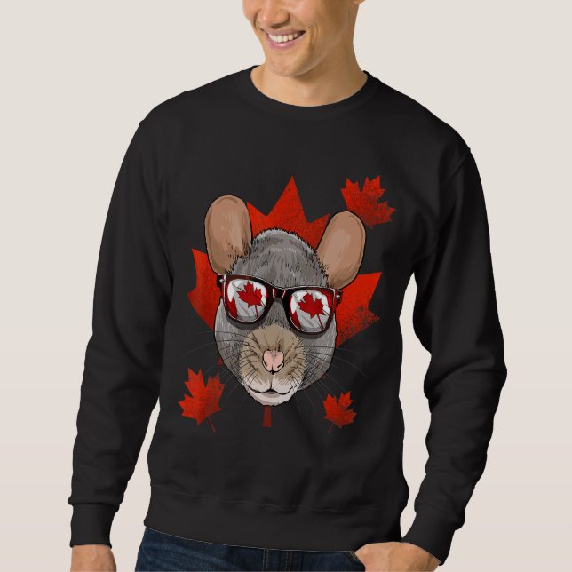 Moletom Canadiano Rat Mouse Maple Tree Leaf Canada Flag Mi (Frente)