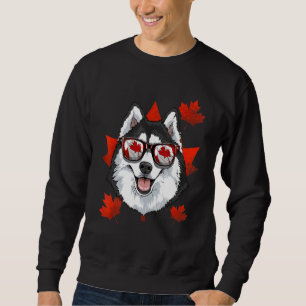 Moletom Canadiano Siberian Husky Dog Mapeou Folha Patrióti