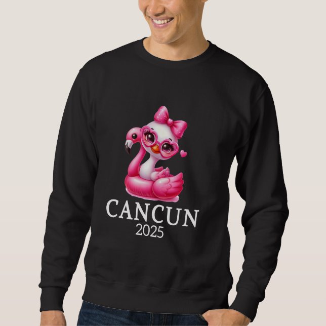 Moletom Cancun 2025 Flamingo Beach Vacation Matching Group (Frente)