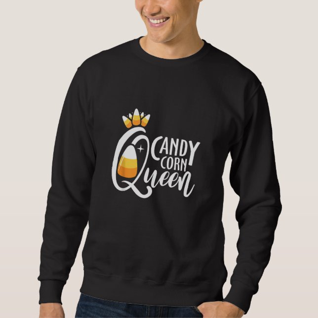 Moletom Candy Corn Queen Dia de as Bruxas engraçado Costum (Frente)