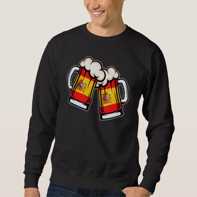 Moletom Caneca de cerveja com bandeira da Espanha   Cervej (Frente)