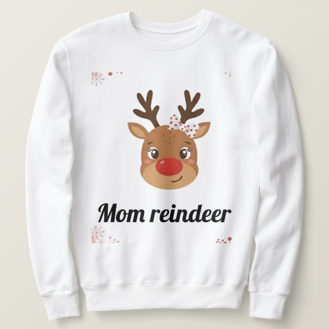 Moletom Canecas Combinadas de Rena para Família (Frente do Design)