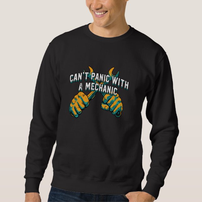 Moletom Cant Panic com um carro mecânico ocioso com tampa  (Frente)