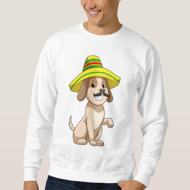 Moletom Cão como mexicano com chapéu de palha (Frente)