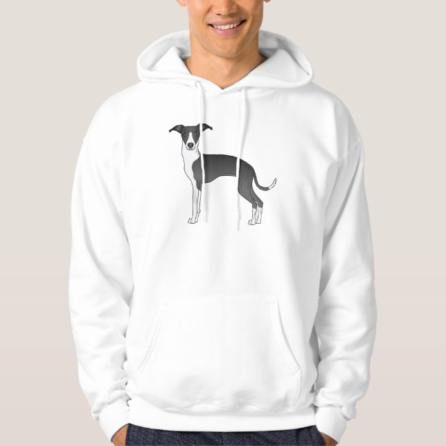 Moletom Cão-De-Cartografia De Galgo Grego, Branco E Preto (Frente)