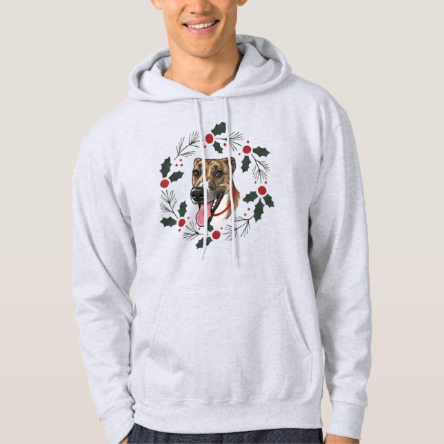 Moletom Cão de coroa de Natal feliz (Frente)