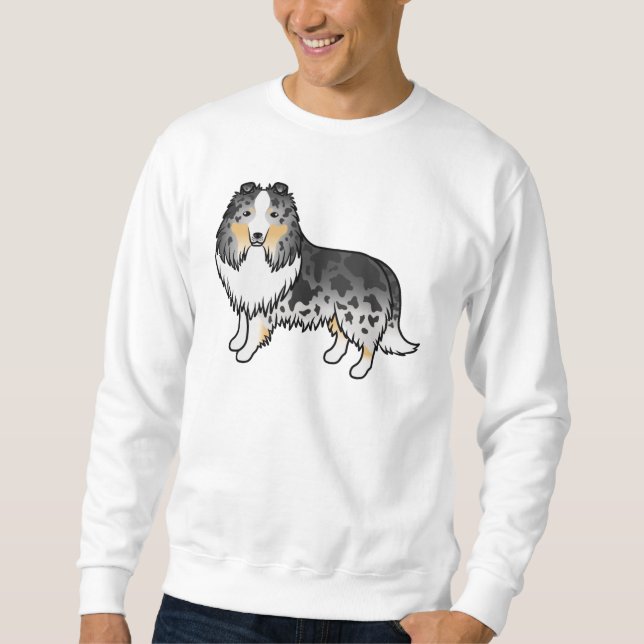 Moletom Cão de desenho animado Sheltie Blue Merle Shetland (Frente)
