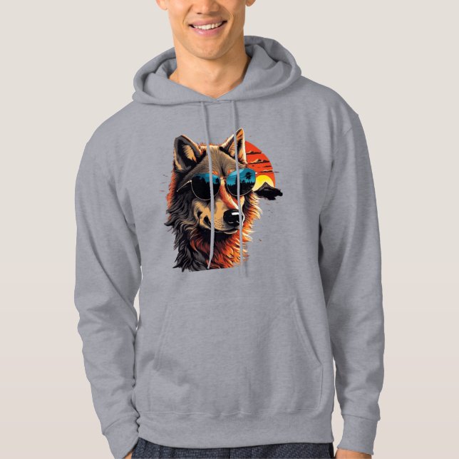 Moletom Cão de lobo com óculos de sol nas ideias de presen (Frente)